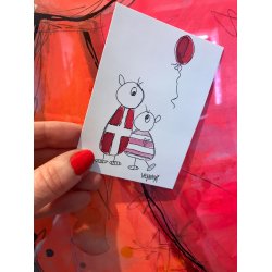 To figurer med en rd ballon