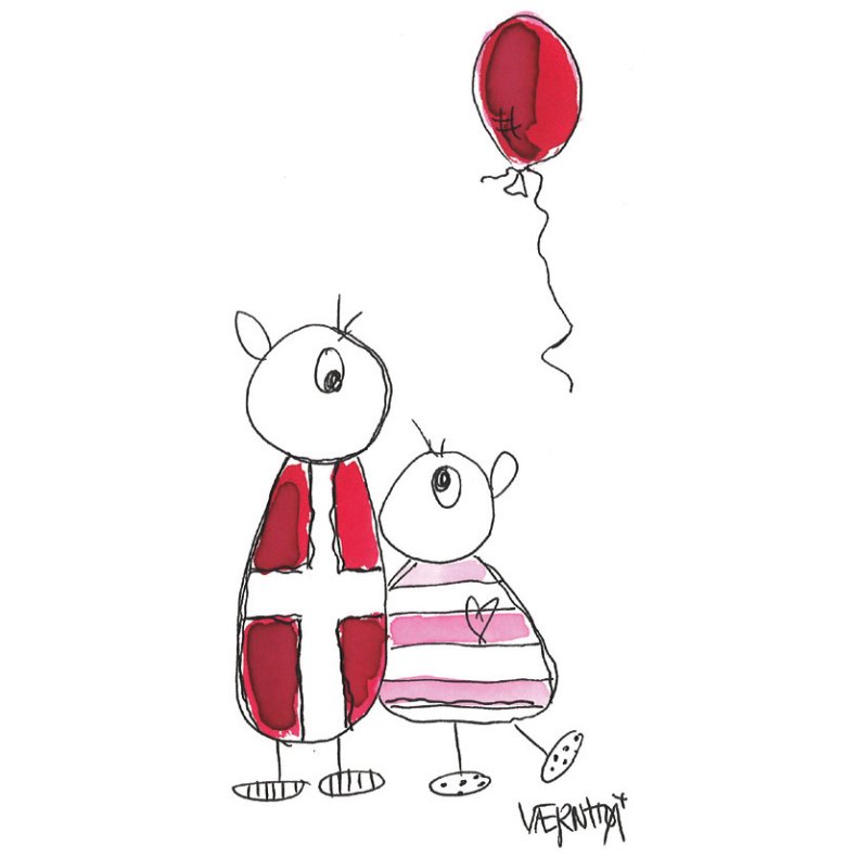 To figurer med en rd ballon