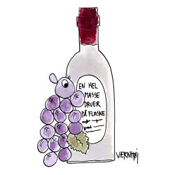 En hel masse druer p flaske