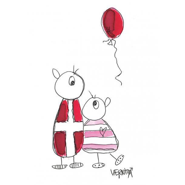 To figurer med en rød ballon