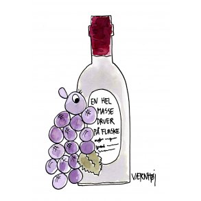 En hel masse druer p flaske